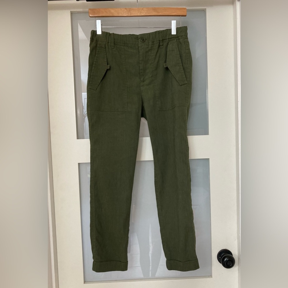 Structured olive linen Pants, women size 2.
